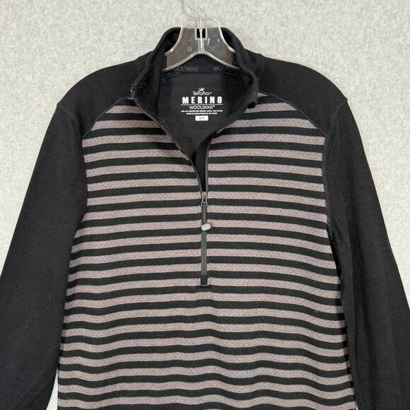 Terramar Merino Woolskins Shirt Size S 1/2 Zip Pullover Base Layer Striped - Picture 4 of 16